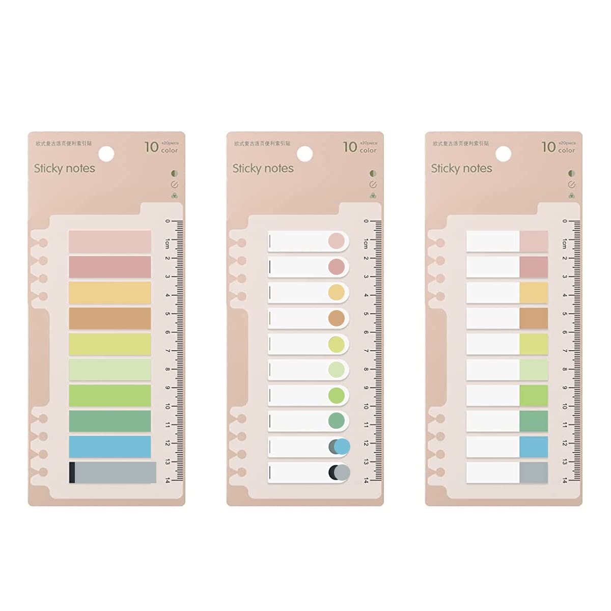 HASTHIP Sticky Tabs for Notebook and Books featuring 600 pcs Set with Ruler PET Material | Morandi Color Index Flags for Office Stationery