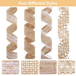 HASTHIP® 4 Rolls 13.12ft Jute Rope Burlap Ribbon Lace + 32.8ft Hemp Rope, Jute Rope for Craft Ribbons for Gift Wrapping, Event & Wedding Decorations, Gift Packing Materials Natural Fabric Roll Craft
