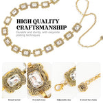 HASTHIP® Women's Metal Concho Belt,Vintage Crystal Waist Chain Belt for Dresses,Jeans Saree & Skirts Adjustable Boho Hip Gold Fashion Accessory