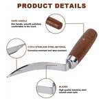 HASTHIP Coconut Pulp Scraper Tool for Easy Pulp Removal with Curved Blade and Wooden Handle