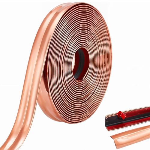 HASTHIP® 1 Rolls Rose Gold Wall Molding Trim, Apply in Table Edge Door Frame Baseboard, 9.84ft x 0.78in