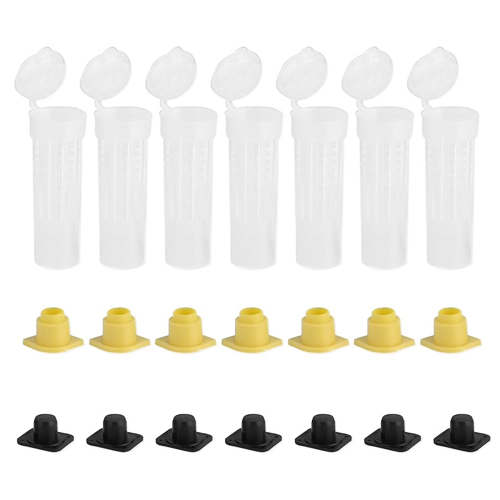 HASTHIP Queen Bee Cages for Safe Introduction with Candy Plug Bottom and Vented Design | 10Pcs 2.6cm x 7.8cm Reusable Plastic