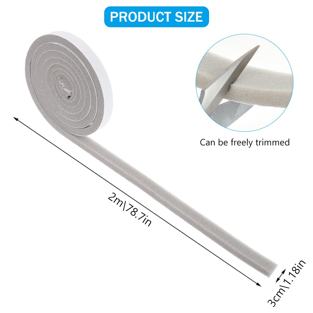 Window Gap Filler Strip Gap Sealing Tape Self-Adhesive Foam Tape Gap Sealing Tape 3cm x 200 cm Noise Reduction Windproof Window Gap Sealer Foam Strip