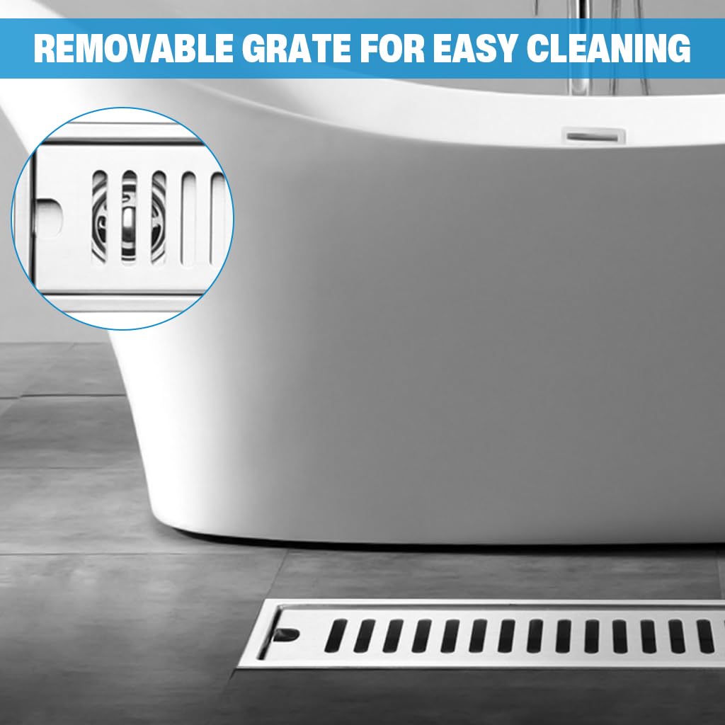 HASTHIP Stainless Steel Shower Floor Drain with 11.8 in Linear Design and Anti Odor Trap | Easy Clean Grate for Modern Bathrooms