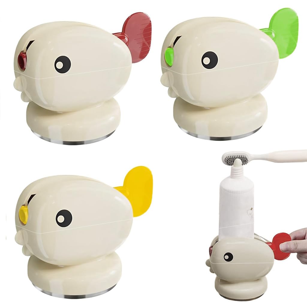 HASTHIP® Whale Toothpaste Squeezer with Suction Cup,2025 New Manual Rotate Toothpaste Dispenser,Wall Mounted Roller Squeezer and Holder Multifunction Bathroom Organizer