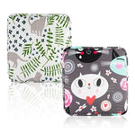 HASTHIP® 2Pcs Sanitary Napkin Storage Bag, Cartoon Cotton Menstrual Pad Bag with Zipper, Multi-Purpose Mini Cosmetic Toiletry Pouch, Waterproof Travel Makeup Organizer for Pads, Lipstick, Wash