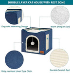 HASTHIP® Cat Beds for Cats, Cat House Cat Cave for Pet, Foldable Cat Hidewawy Cat House with Fluffy Ball Hanging Toy and Scratch Pad - 16.5x16.5x14 inches