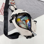 HASTHIP® 2Pcs Couple Crossbody Bag Men Women,13.5" Sling Bag,Waterproof Nylon Shoulder Large Chest w/Badges Adjustable Strap for Travel Office Cycling Hiking (White & Black)