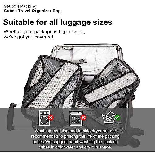 HASTHIP® 4 Set Luggage Packing Organization Cubes, Travel Cubes Travel Organizer Bags for Carry on Luggage, Compression Suitcase Organizer Bags Set for Travel Essentials