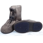 HASTHIP® Cubre Zapatos de Silicona Impermeables para Niños,Hombres y Mujeres,Diseño de Caña Alta con Cierre Botón Doble Suela Antideslizante TPE Reutilizable y Resistente al Desgaste