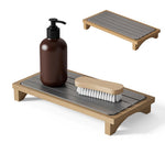 HASTHIP® Bathroom Organizer Rack, Small Wood Tray with Diatomite Drain Pad, Minimalist Bathroom Kitchen Organizer Holder for Hand Soap, Scented Candle, Toiletries