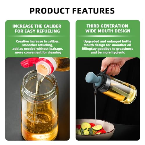 HASTHIP® Home Xone 600ml 2 in 1 Oil Pourer Bottle with Dispensing Brush,Glass Olive Oil Dispenser for Kitchen,Clear Drizzler Bottle Utility and Vinegar Container for Cooking and Salad