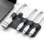 HASTHIP® Organizador de Cables Magnético,Soporte de Clips para Cable USB-C/Lightning/HDMI,5 Piezas Adhesivas para Escritorio Mesita Noche y Oficina