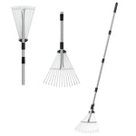 HASTHIP® Garden Rake, 5.6ft DIY Assembly Stainless Steel 15-Teeth Lawn & Yard Rake, Durable Long Handle Rake Garden Tool