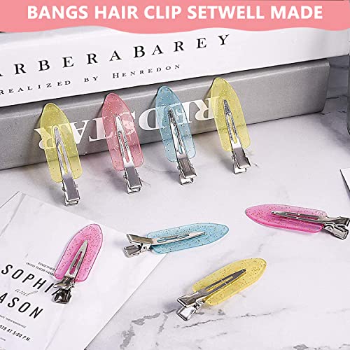 HASTHIP® 8pcs No Bend Hair Clips Crystal No Crease Bangs Alligator Hair Barrettes No Dent Duck Bill Hair Clips for Women Girls Makeup Salon Hairstyle Hairdressing