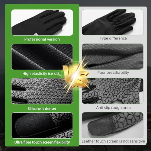 HASTHIP® Lightweight Breathable Sports Gloves, Full Palm Outdoor Sports Gloves, Touch Screen Non-Slip Gloves for Golf Driving Cycling Hiking Running Gloves, Men Women Unisex, UV Protection, L