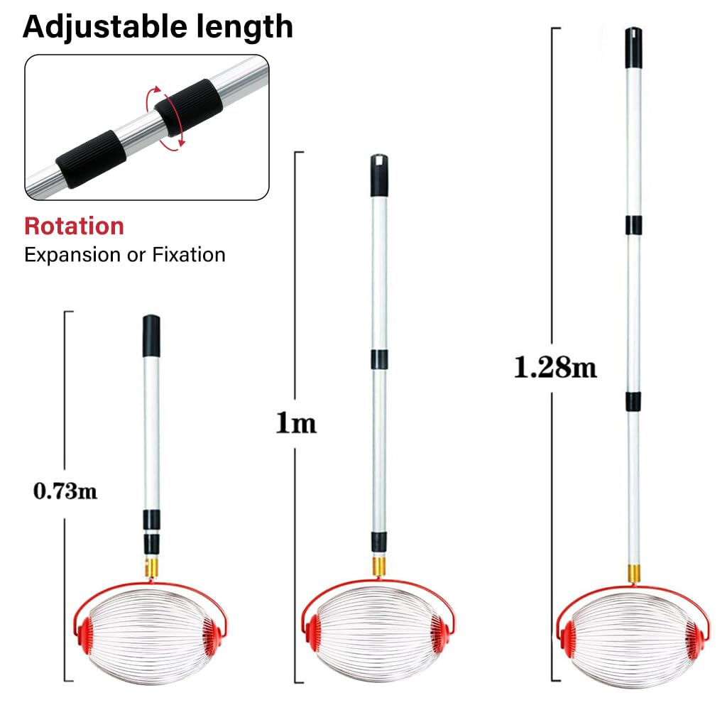 128cm Nut Collector, Fruit Picker for Walnuts, Fruits, Golfball, Tennis Ball, Telescopic Pole Labor Saving Rolling Gatherer Tool