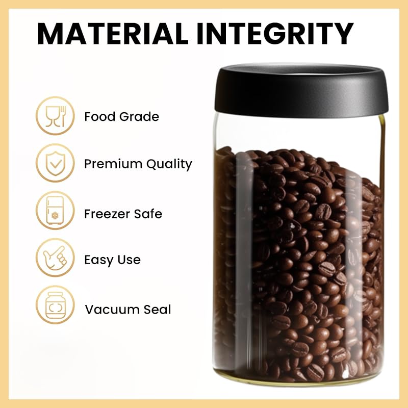 HASTHIP Food Coffee Bean Storage Containers for Kitchen with Airtight Lid 1200ml Glass Jar