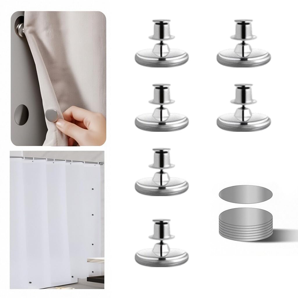 HASTHIP Curtain Magnets for Home Bedroom and Office Draperies | 3 Pair Round Metal Holdback Buttons