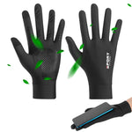 HASTHIP® Guantes de Protección Solar UPF 50+ Verano Seda Helada con Palma Antideslizante y Punta Táctil Unisex Negro para Conducir, Golf, Ciclismo - L