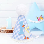 HASTHIP® One Funny Goose birthday hat cotton plush birthday cap with soft pom pom charm design adjustable crowns for girls small caps for soft s baby crown girls 1 year gift
