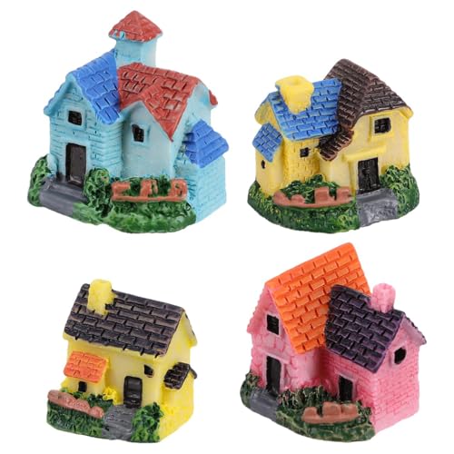 HASTHIP® Pack of 4 Miniature Dollhouse Accessories Garden Decor, Wooden Furniture Set for DIY Doll Houses, Fairy Garden Ornaments, Mini Home Decoration and Scene Display