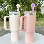 HASTHIP® 10PCS Flower Silicone Straw Caps for Stanley 30 40 Oz Cups Accessories Cherry Blossom Universal 10mm Covers for Glass Straws Dust-Proof Water Bottle