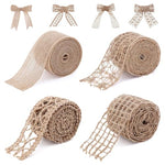 HASTHIP® Jute Burlap Ribbon, 4 Rolls 6.6ft Jute Rope for Craft, Creative DIY ribbons for gift wrapping, DIY Project, Event & Wedding Decorations, Natural Fabric Roll Craft Decoration Lace