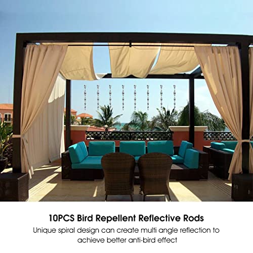 HASTHIP® 10-Pack Reflective Bird Deterrent Rods 30CM Spiral Scare Devices for Effective Balcony Garden Protection Pigeon Spikes Easy-To-Hang Repellent System Silver 3 PCS