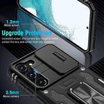 HASTHIP® Phone Case for Samsung Galaxy S23 with Rotatable Kickstand Phone Grip, S23 Hard PC Phone Case with Sliding Camera Cover Anti-scratch Phone Cover for Samsung Galaxy S23