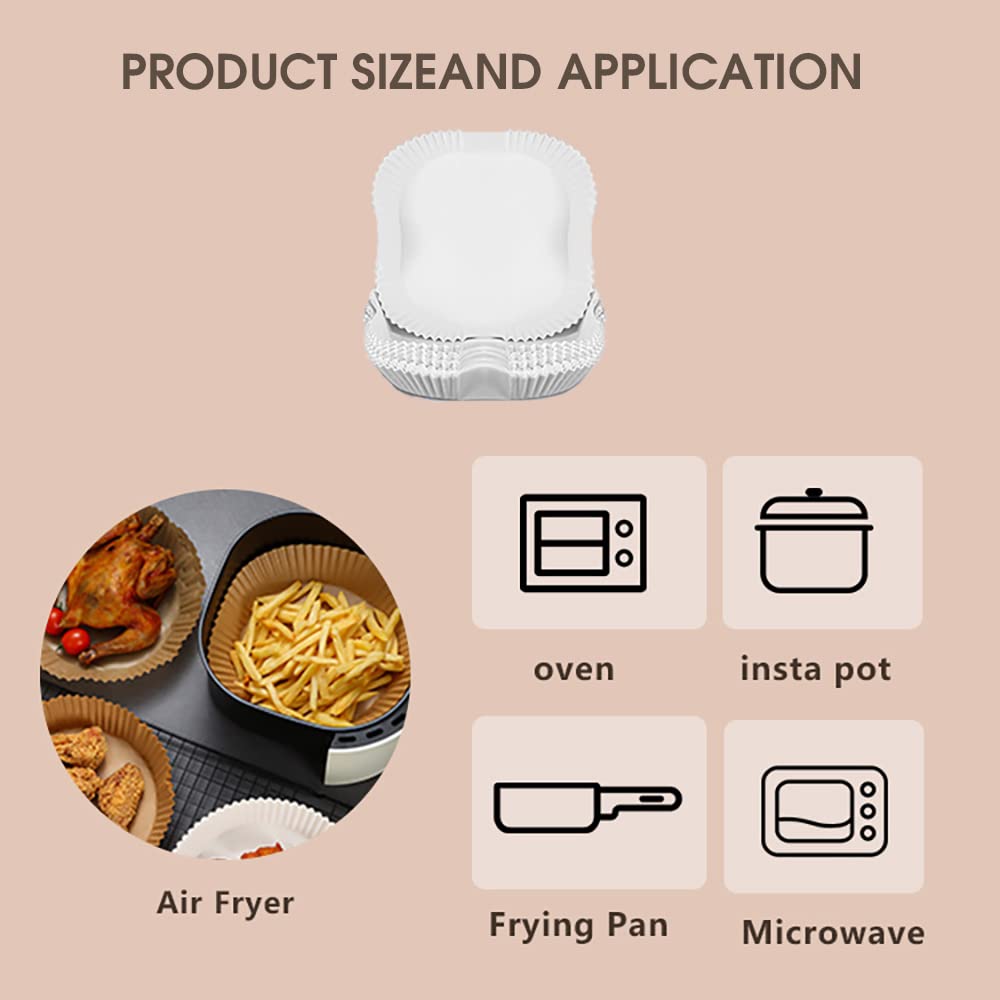 50Pcs Air Fryer Disposable Paper Liner, Non-Stick Parchment Paper Plate, Oil-Proof Air Fryer Parchment Paper for Frying, Baking, Cooking, Roasting and Microwave (6.3 inches, White)