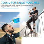 HASTHIP® 700ml Soft Water Pouches, Portable Leak-Proof Bottles with Quick Release Buckles, Reusable Hydration Packs for Running, Hiking, Sports & Gym, 3 Pack