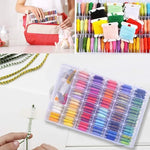 HASTHIP® Embroidery Floss Organizer Kit Cross Stitch Thread Storage Box Tools with Floss Bobbin Winder 80PCS Plastic Bobbins Color Number Stickers DIY Storage