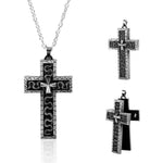 HASTHIP® Collar Cruz con Compartimento Secreto 3D para Hombres, Collar Grande Vintage con Diseño Gótico y Punk, Colgante de Cruz Metálica Tallada, Joyería de Moda Religiosa Masculina