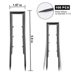 HASTHIP® 100Pcs Landscape Staples Plastic U-shaped Garden Pegs Staples for Weed Barrier Fabric Landscape Fabric Staples for Artificial Turf, Weed Barrier Fabric, Lawn Decoration, 4cmx15cm