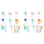 HASTHIP Silicone Straw Tips Cap Lids 12pcs for 6–8 mm Straws with Cute Anti Dust Covers | Reusable Drinking Straw Toppers for Kids