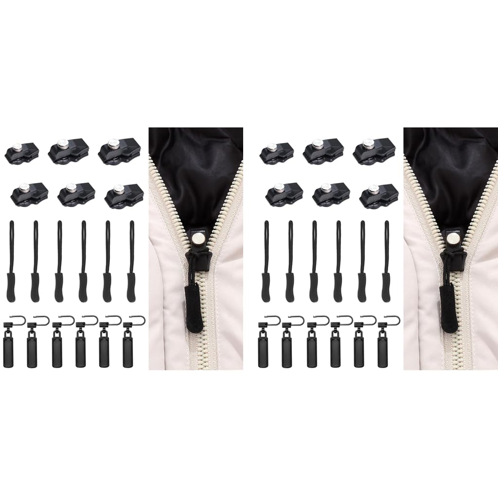 HASTHIP Zipper Puller Repair Kit with 12pcs 3 Size Metal Sliders and Nylon Cords for Bags | Universal Replacement