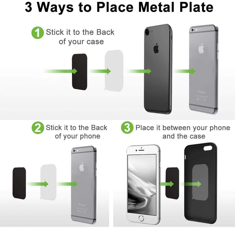 HASTHIP Universal Metal Plate for Magnetic Car Mount featuring Strong Adhesive and Smooth Edges | 8 Pcs Set