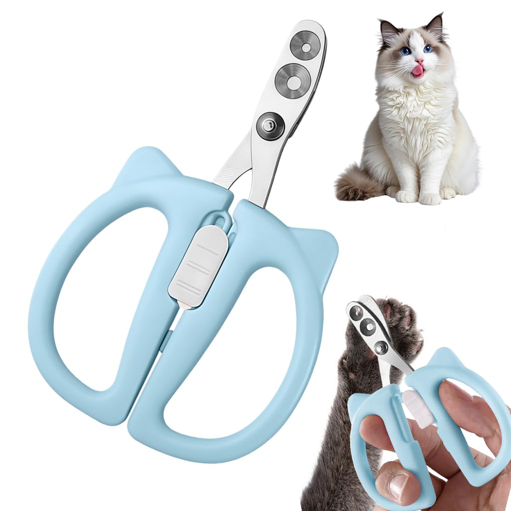 HASTHIP® Cortauñas para Gatos, cortauñas de Acero Inoxidable para Mascotas, Seguro y Afilado con Orificios de 2 tamaños, Cortador preciso para Gatos y Gatitos