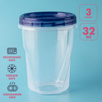 HASTHIP Food Deli Containers for Meal Prep with Twist Top Airtight Lids 32 Oz 3 Pack | BPA Free