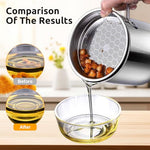 HASTHIP® 1.3 L Kitchen Oil Container with Lid & Removable Fine Mesh Strainer Stainless Steel Grease Container with Handle Kitchen Multi Purpose Grease Container Cooking Oil Container with Drip Tray
