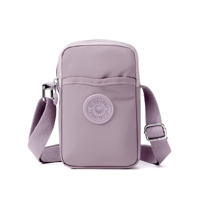 HASTHIP® Bolso Cruzado para Mujer con Monedero Pequeño,Bolsa de Hombro Multifuncional con Orificio para Auriculares,Mini Cartera de Teléfono Compacta Moda - Mauve