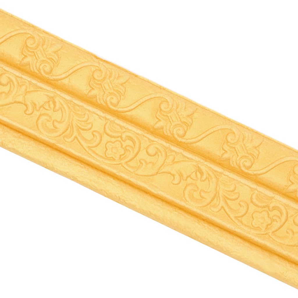 HASTHIP Peel Stick 3D Foam Molding Trim for Walls 2.3m x 7.8cm | Self Adhesive Gold 2 Pcs