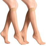 HASTHIP® Medias de Compresión Transparente para Mujer 15-20 mmHg, Calcetines Hasta la Rodilla de Nylon Beige, Punta Abierta, Mejora la Circulación, Viajes, Oficina, Embarazo, 2 Pares
