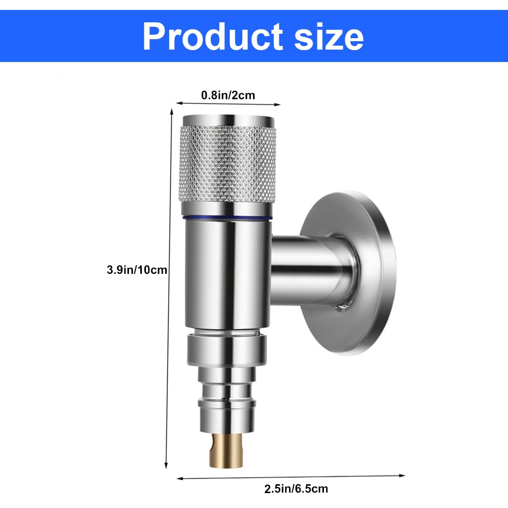 HASTHIP Washing Machine Faucet for Laundry and Dishwasher with Automatic Water Stop Valve Chrome Stainless Steel 2PCS