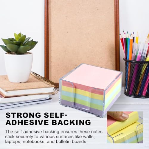 HASTHIP® 500 Sheets Sticky Notes Pad, 2.95" Square, 4 Pastel Colors, Removable Self-Adhesive Memo Pads for Office and School Use