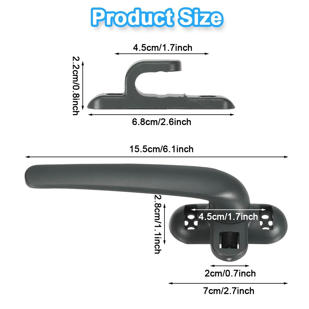 HASTHIP Casement Window Lock Kit for Aluminum Windows with Left Handle and 4 Screws | Grey