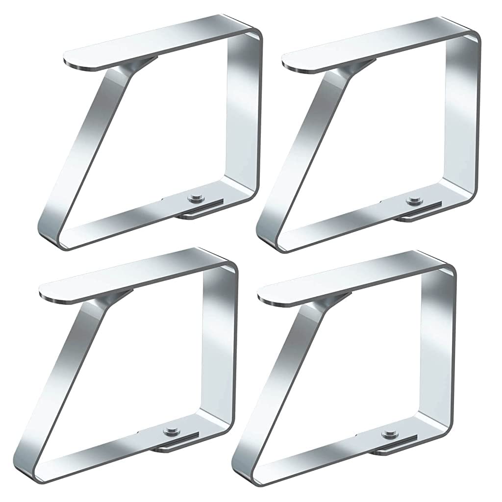 Tablecloth Clips, 4 Pack Stainless Steel Large Table Cover Clamps Table Cloth Holderss, Heavy Duty Picnic Table Clips, Table Cloth Holders Ideal for Restaurant Weddings Party (7 * 7.5cm)