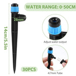 HASTHIP Garden Drip Irrigation Drippers for Plants featuring 30 pcs 360° Adjustable Stakes