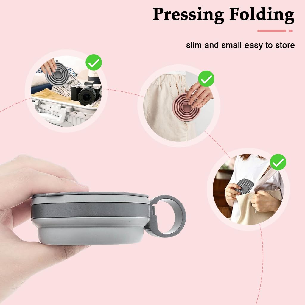 HASTHIP Collapsible Cup for Travel and Camping 220ml with Lids and Handles | Food Grade Silicone